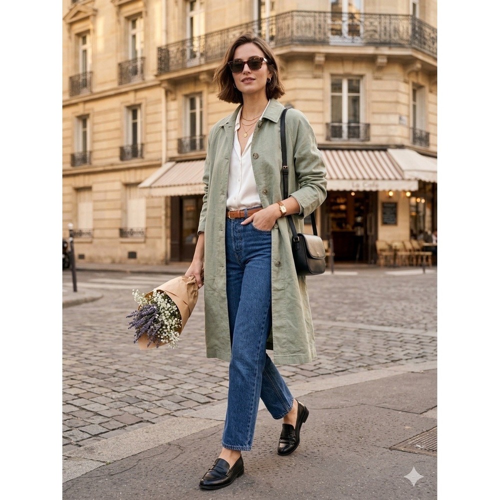 Marine Layer Kaisa Longline Coat Sage Green S NWT Cotton Trench
